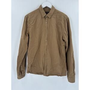 Balibaris Button Down Shirt Mens Medium Brown 100% Cotton Long Sleeves Casual